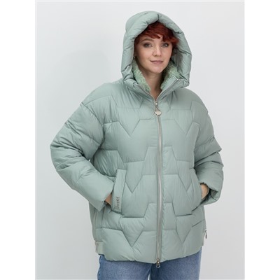 Куртка зимняя женская из овчина стильная и модная зеленого цвета 7309Z