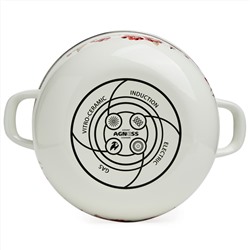 КАСТРЮЛЯ AGNESS ЭМАЛИРОВАННАЯ С ЭМАЛ.КРЫШКОЙ СЕРИЯ "СНЕГИРИ", 3.6 Л, 22*13 СМ