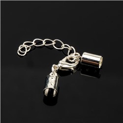 Замок карабин 5 шт. 12×7 мм, с удлинителем и обжимными круглыми концевиками 10×5 мм