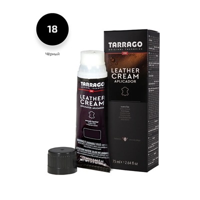 TARRAGO Крем тюбик с губкой Leather cream, БОЛЬШОЙ, 75 мл. (black)