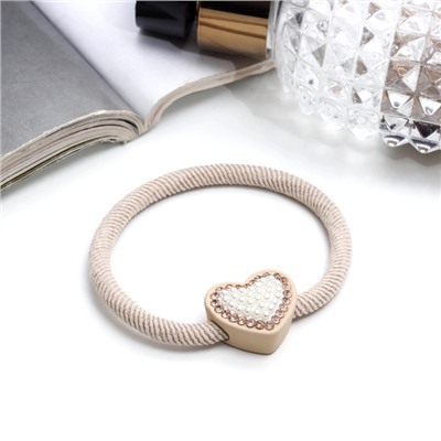 Резинка для волос «Бирсен», сердце, 5 см, бежевый