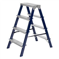 Стремянка двусторонняя 4 ступени, стальная, Сибртех
