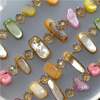 Бусы из хрусталя и перламутра длинные Арт БУ3/38 летний микс