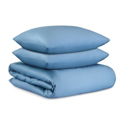 Комплект постельного белья из премиального сатина джинсово-синего цвета из коллекции Essential, 150х