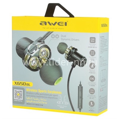 Наушники MP3/MP4 AWEI (X650BL) Bluetooth вакуумные черные