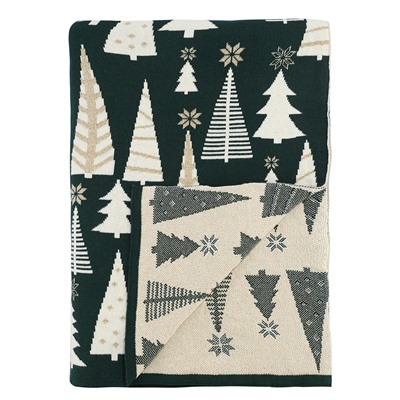 Плед из хлопка с новогодним рисунком Whitewood из коллекции New Year Essential, 130x180 см