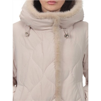 310 BEIGE Пальто зимнее стеганое женское (200 гр. холлофайбер, натуральная норка)
