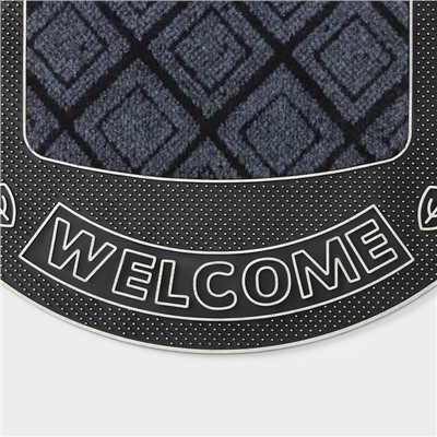 Коврик придверный полукруглый Доляна Welcome, 40×70 см, цвет МИКС