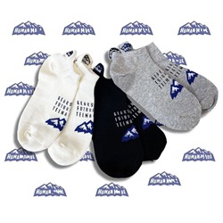 [日版潮牌春夏新款雪山字母刺绣船袜纯棉ins风男女运动外穿短袜]