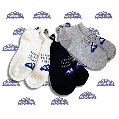 [日版潮牌春夏新款雪山字母刺绣船袜纯棉ins风男女运动外穿短袜]