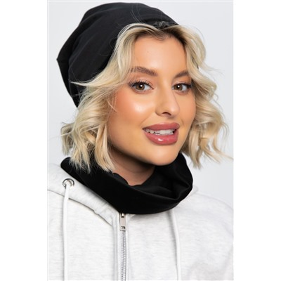 Комплект шапка шестиклинка и снуд (черный) ШШС4-23М