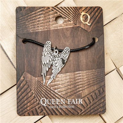 Кулон на шнурке «Крылья», цвет чернёное серебро на чёрном шнурке, 42 см