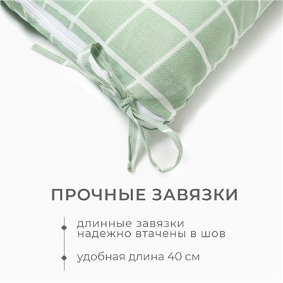 Подушка на стул Этель "Клетка" цв.зел., 40х40 см, 100% п/э