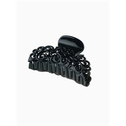 Крабик для волос «Глянец», ажурный узор, 6.5 см, чёрный