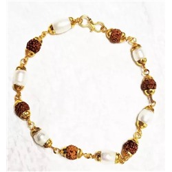 Браслет из Рудракши и Жемчуга, Rudraksha Moti Bracelet, произв. Kalyan Puja
