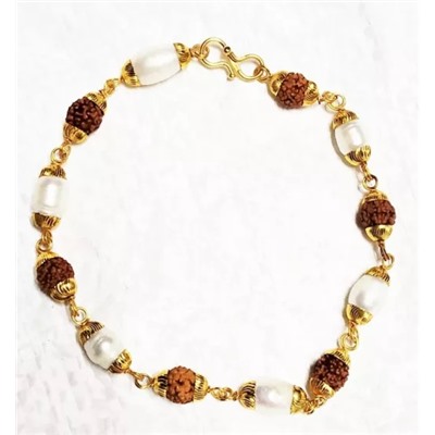 Браслет из Рудракши и Жемчуга, Rudraksha Moti Bracelet, произв. Kalyan Puja