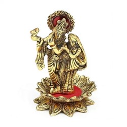Радха и Кришна на цветке Лотоса, Radha Krishna Idols Standing on Lotus Flower, произв. Kridaykraft