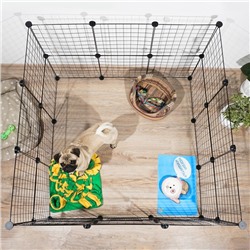 Вольер 24 секции, металлический, черный, 210×210×35 см, (35×35 см звено)