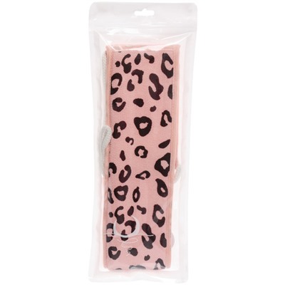 Мочалка для тела "Premium - LEOPARD", цвет розовый, 9*70см (ZIP пакет)