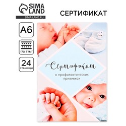 Сертификат о профилактических прививках А6, 24 страницы 10.5×14.8 см «Мальчик»