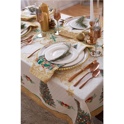 Скатерть новогодняя "Этель" "Golden Christmas" Скатерть новогодняя 150*110 +/-3см с ГМВО, 100%хл, 190г/м2