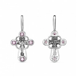 Крест с фианитом выборочно черненный серебро 925*