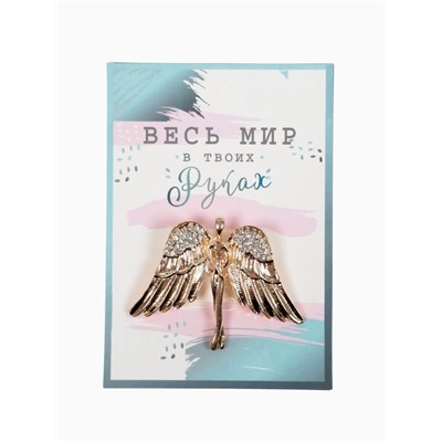 Брошь «Ангел», цвет белый в золоте