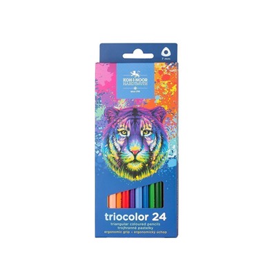 Набор цветных карандашей Koh-I-Noor TRIOCOLOR TIGER 24 цв. трехгран. корп. дерев. карт. уп.