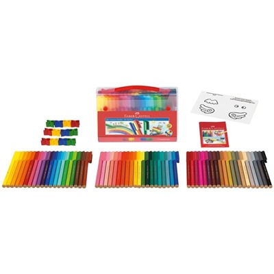 Фломастеры Faber-Castell "Connector", 60цв., смываемые, соединяемые колпачки, пластик. уп., европодвес