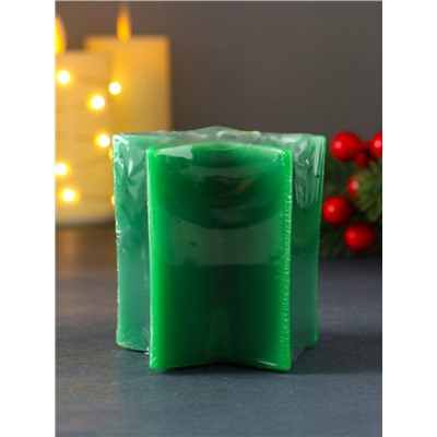 Свеча декоративная «Большая звезда», 75×75×75 мм, зелёная