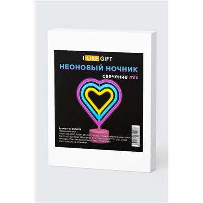 Неоновый LED ночник настольный "Native hearts", свечение mix (28*23 см)