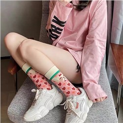 Cartoon retro fuchsia high boots, cute socks, Lolita style