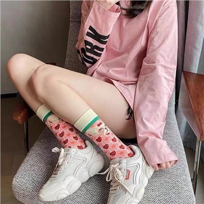 Cartoon retro fuchsia high boots, cute socks, Lolita style
