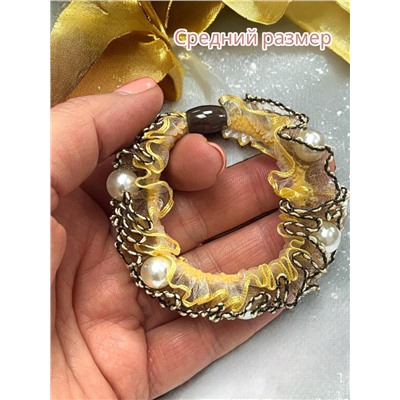 Резинка для волос Арт Р23 цвет желтый с коричневым