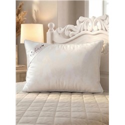 Подушка "ШЕЛК" тик на молнии леб.пух,атл.кант,лента,сумка(Н)