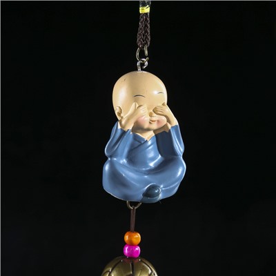 Музыка ветра «Маленький Будда», металл, 3 колокольчика, 40 см, МИКС