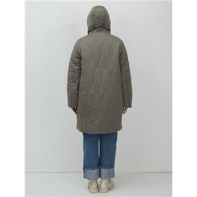 Пальто зимнее утепленное женское большого размера светло-коричневого цвета 7699SK