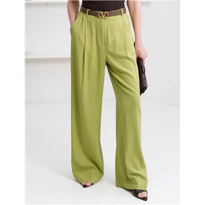 Свободные брюки палаццо на эластичном поясе изо льна с вискозой