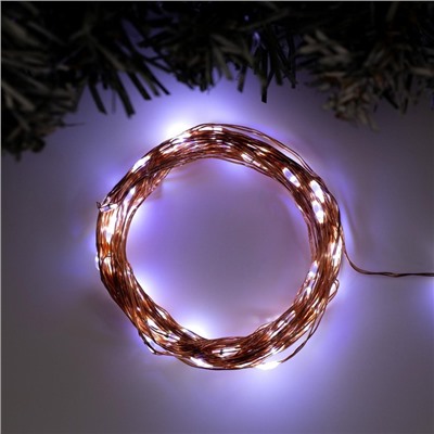 УЦЕНКА Гирлянда «Нить» 10 м роса, IP20, медная нить, 100 LED, свечение белое, 12 В
