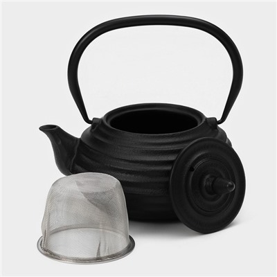 Чайник Magma «Танан», 800 мл, с ситом, с эмалированным покрытием внутри, индукция, чугун, чёрный