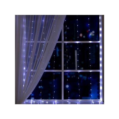 Гирлянда «Занавес» 1.6 × 1.6 м роса, IP20, серебристая нить, 160 LED, свечение белое, 8 режимов, 220 В