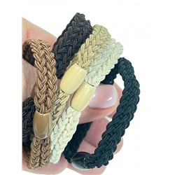 Резинка для волос эластичная (жгут косичка) цвет темно-коричневый Арт 64