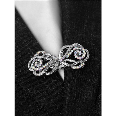 Зажим для кардигана «Петли», цвет радужный в серебре