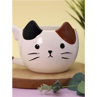 Керамический чайный набор (кружка+блюдце) «Mr. Purr», 430 ml