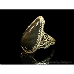 Кольцо обсидиан 17*28мм, размер 18,5