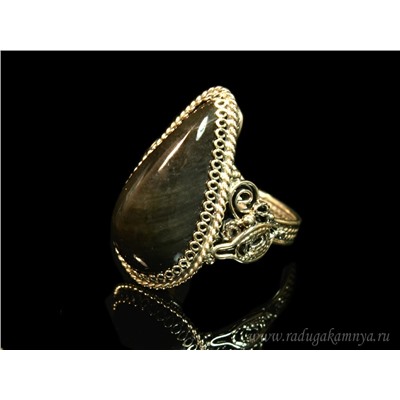 Кольцо обсидиан 17*28мм, размер 18,5