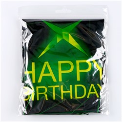 Воздушные шары, набор «Happy birthday», чёрно-зелёный, фольгированные, латекс, 14 шт.