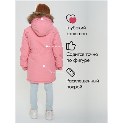 Парка зимняя подростковая для девочки розового цвета 2490R