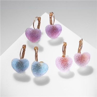 Серьги ассорти «Мармеладные сердечки» в сахаре, цвет МИКС