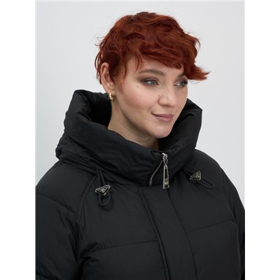Куртка зимняя женская с капюшоном модная черного цвета 7341Ch